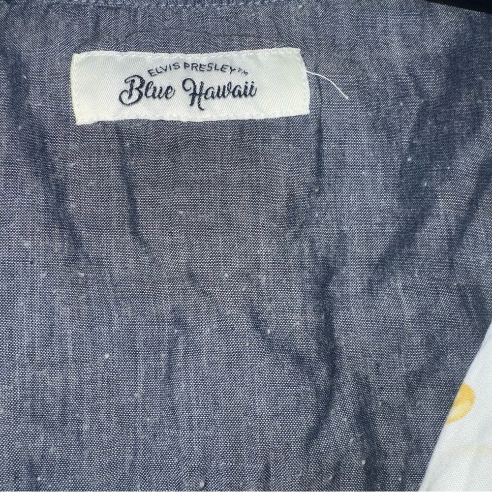 Elvis Presley Blue Hawaii Yellow Banana Print Button Down Shirt Size L - Picture 6 of 10